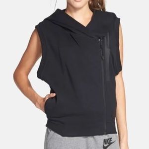 Nike Women's Tech Fleece Hooded Sport Casual Vest Activewear Black Size Medium